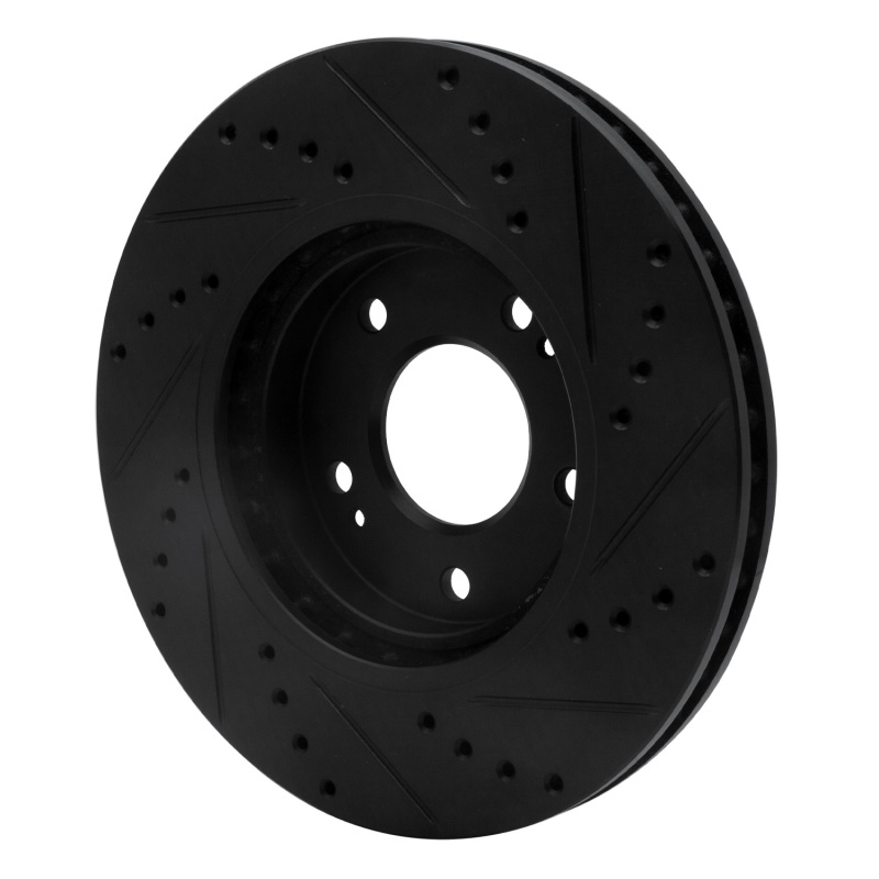 Hyundai Santa Fe Brake Rotor (1) - Front Left - R1 Concepts - Drilled & Slotted - Black - `01-`06